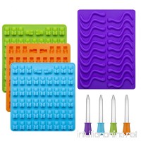 WARMWIND Silicone Gummy Bear Worm Molds  Non-Stick Candy Molds  FDA-Approved Chocolate  Jelly Molds  Dishwasher Safe  4 Bonus Droppers  Blue  Orange  Green  Purple(Set of 4) - B07CCGVWCH